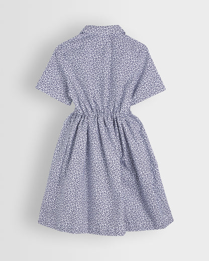 Girls White-Blue Floral Summer Dress