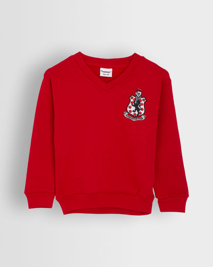 Boys Red V Neck Sweat Top