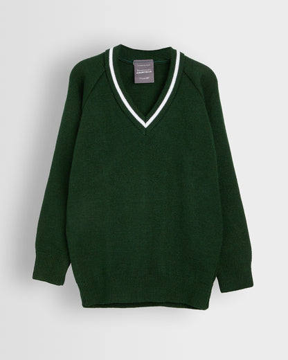Unisex Green V Neck Pullover