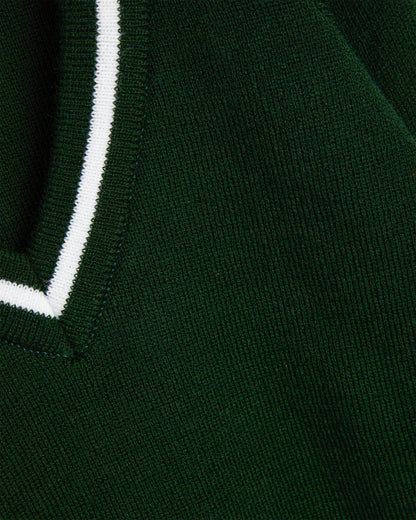 Unisex Green V Neck Pullover