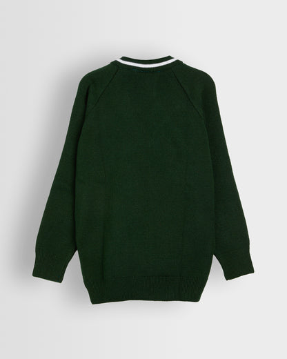 Unisex Green V Neck Pullover