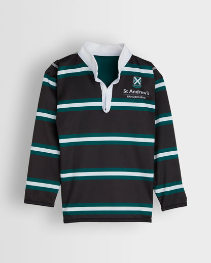 Boys Black-Green-White Reversible Rugby Shirt
