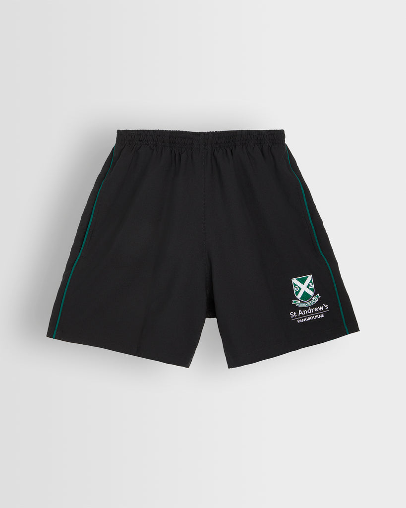 Boys Black/Green Lightweight PE Shorts