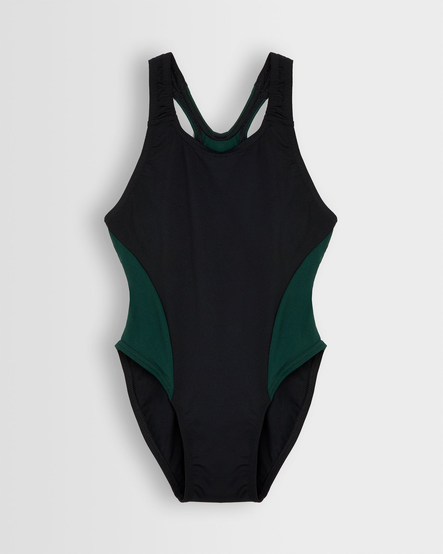 Girls Black-Green Swimsuit