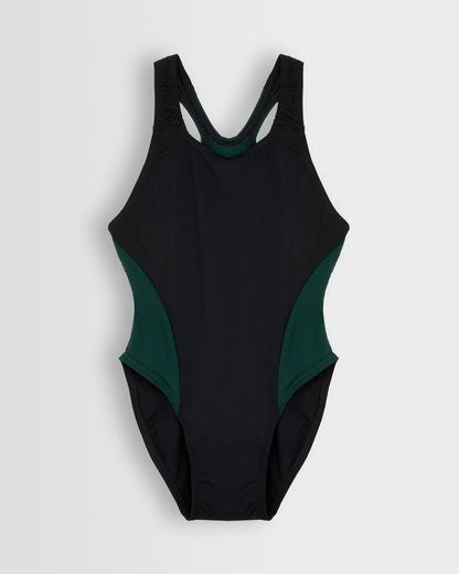 Girls Black-Green Swimsuit
