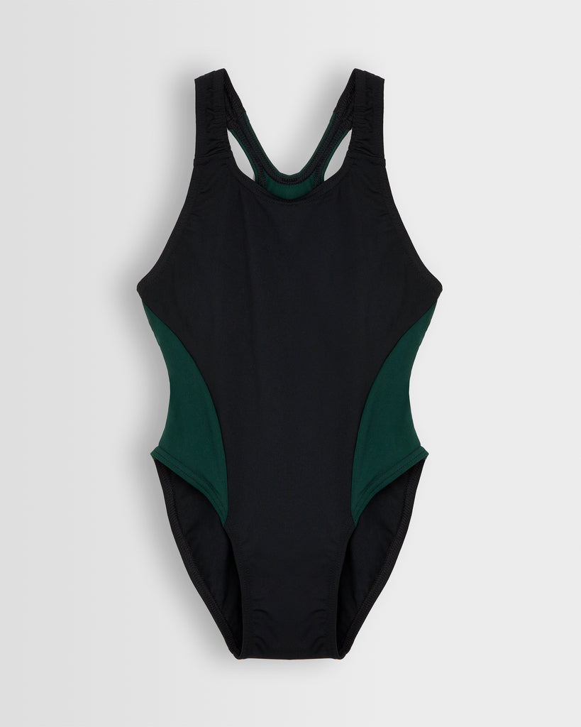 Girls Black/Green Swimsuit