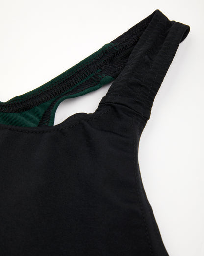Girls Black-Green Swimsuit