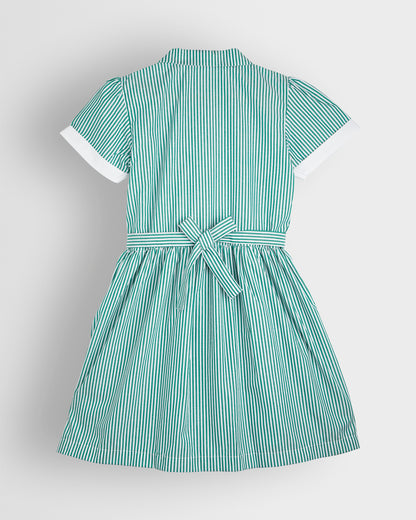 Girls Green-White Summer Dresses