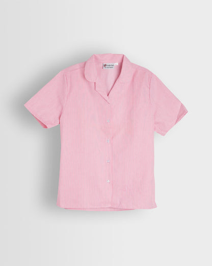Girls Pink-White Short Sleeve Blouse