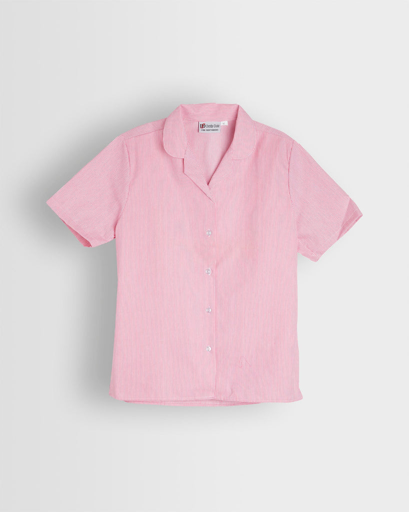 Girls Pink/White Short Sleeve Blouse