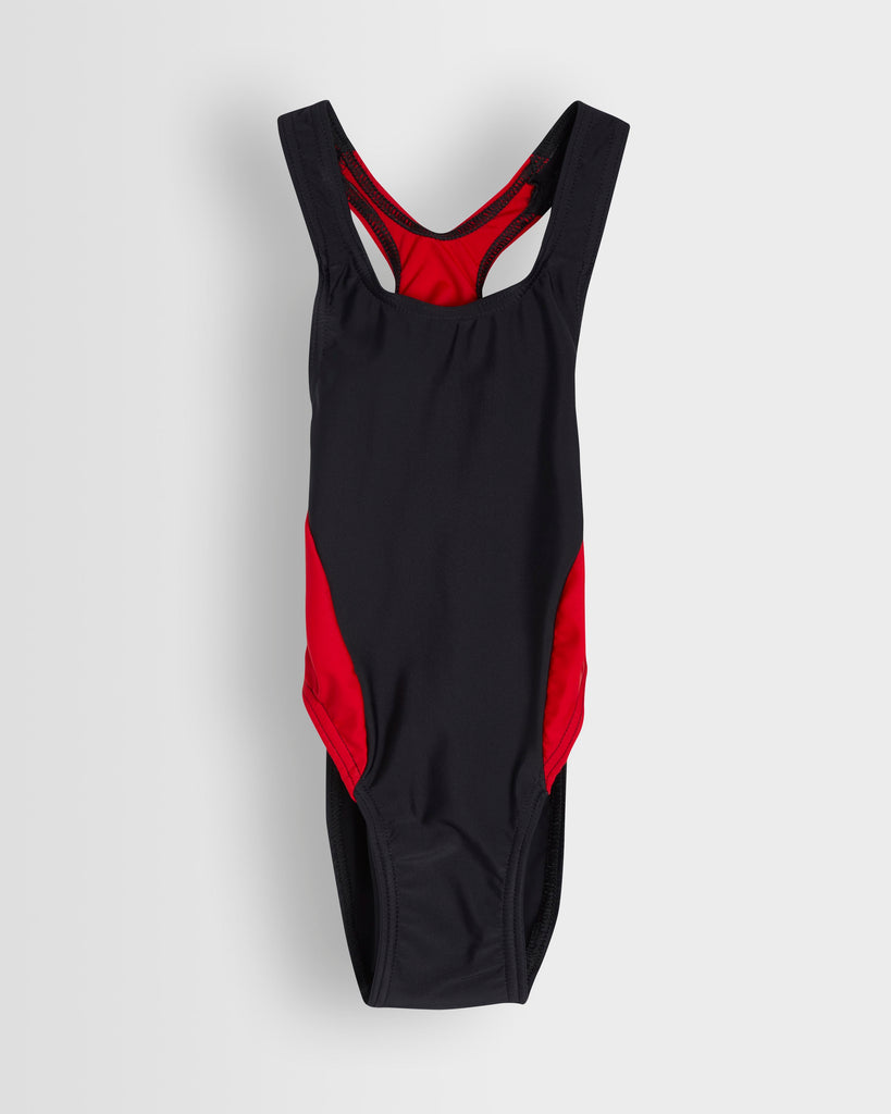 Girls Black/Red Swimming Costume