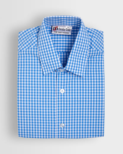 Boys Blue-White Gingham Shirts