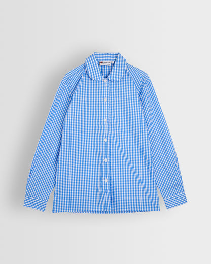 Girls Blue-White Gingham Blouse