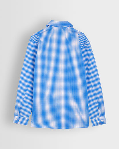 Girls Blue-White Gingham Blouse