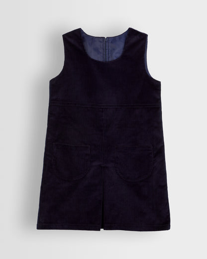 Girls Navy Cord Pinafore