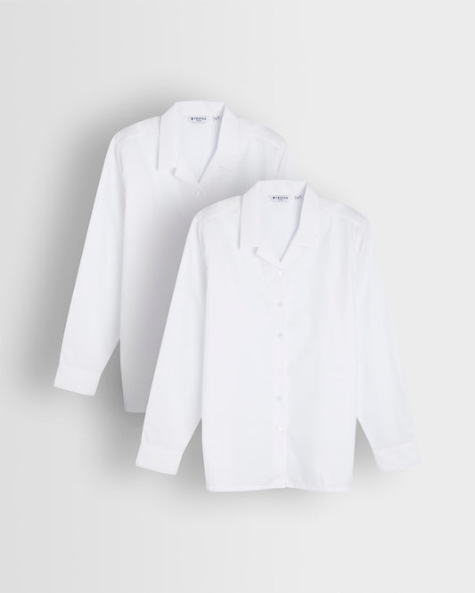 Girls Long Sleeve White Blouse- Pack of 2