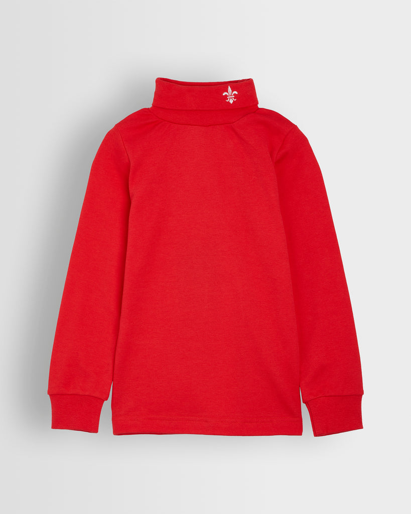 Unisex Red Roll Neck Pullover