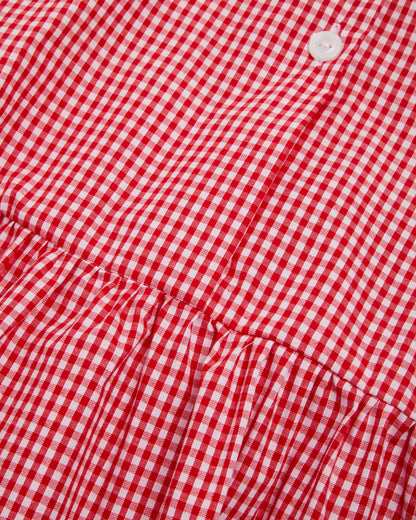 Girls Red-White Gingham Summer Dress