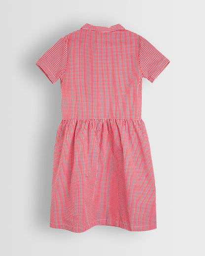 Girls Red-White Gingham Summer Dress