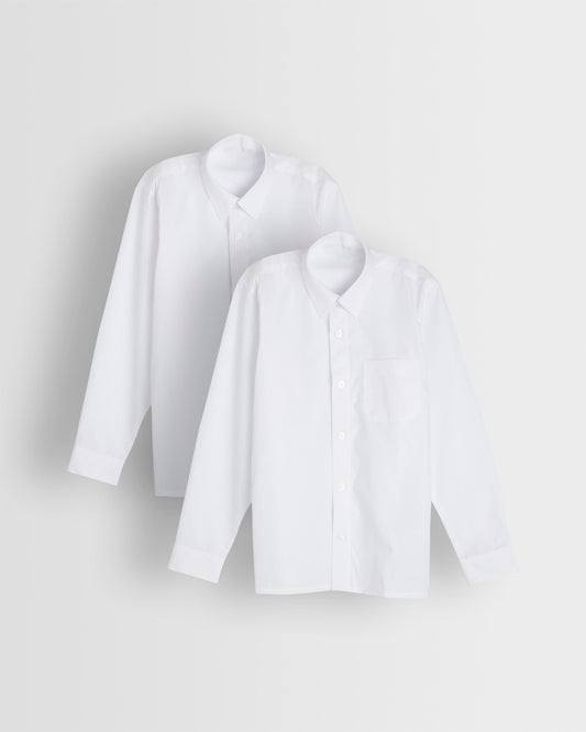 Boys White Long Sleeved Shirt- Pack of 2