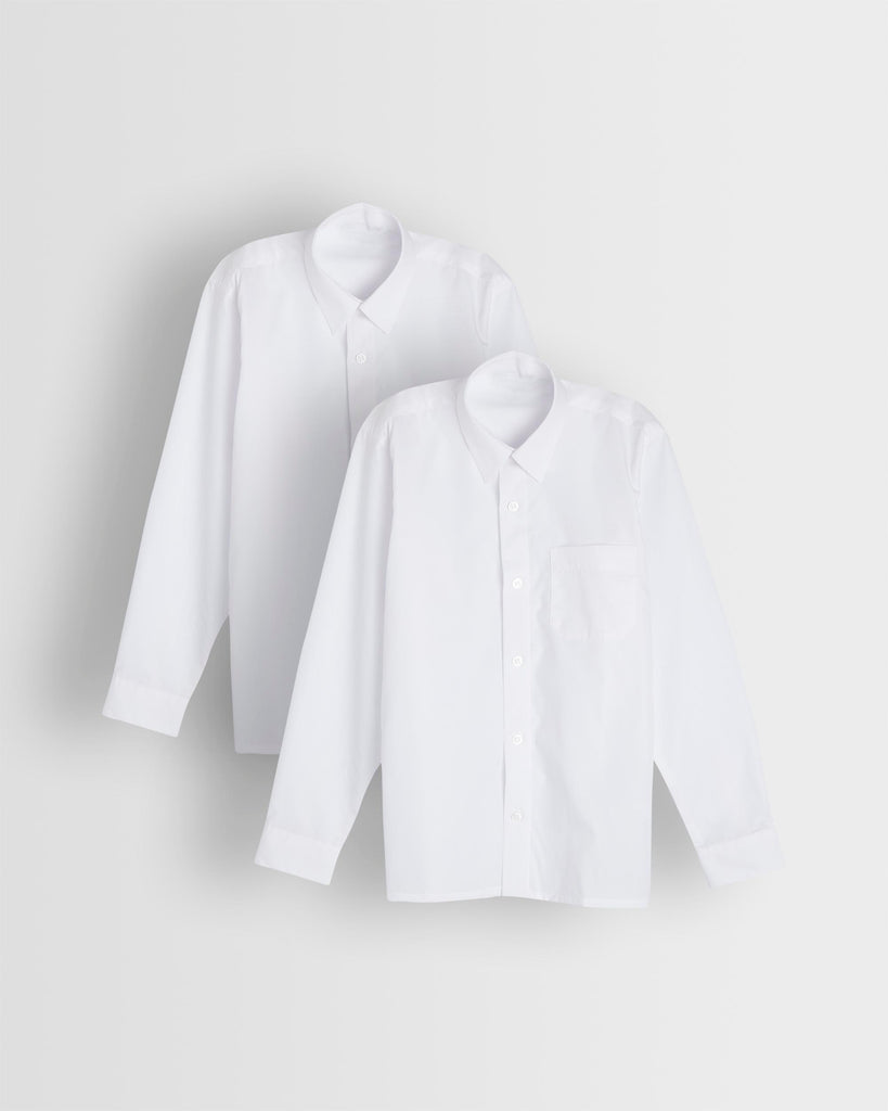 Boys Long Sleeve White Shirt- Pack of 2