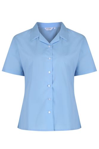Girls Rever Collar Short Sleeve Blue Blouse- Pack of 2